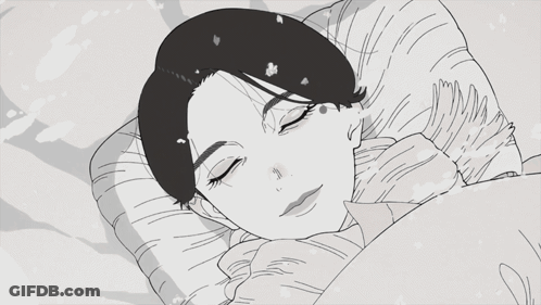 A Black And White Drawing Of A Person Sleeping With Their Eyes Closed GIF