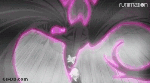 A Black And White Drawing Of A Person Standing In Front Of A Purple Dragon . GIF