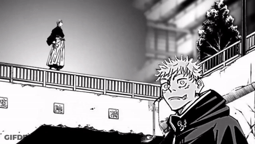 A Black And White Drawing Of A Person Standing On A Bridge GIF