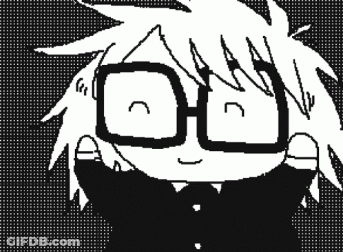 Black And White Drawing Of Person With Glasses And Tie GIF