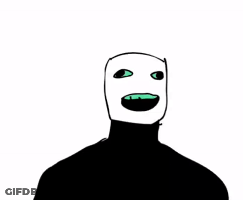 A Black And White Drawing Of A Person With A Green Tongue Sticking Out Of Their Mouth . GIF