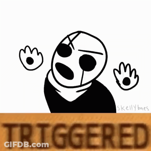 A Black And White Drawing Of A Person With A Hand And The Word Triggered . GIF