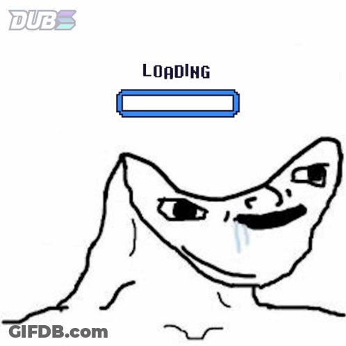 A Black And White Drawing Of A Person With A Loading Bar Above Their Head . GIF