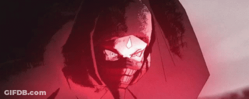 A Black And White Drawing Of A Person With A Mask On Their Face . GIF
