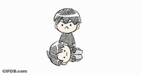 A Black And White Drawing Of A Person With A Sad Face On Their Face . GIF
