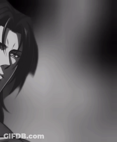 A Black And White Drawing Of A Person With A Serious Look On Their Face GIF