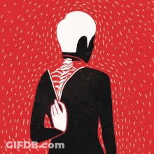 A Black And White Drawing Of A Person With A Skeleton Behind Them GIF
