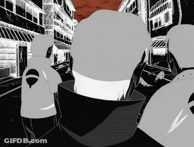 A Black And White Drawing Of A Person With A Symbol On The Back GIF