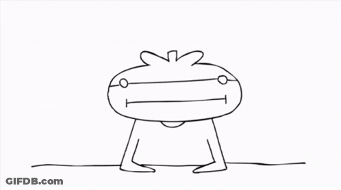 A Black And White Drawing Of A Person With A Tomato Head GIF
