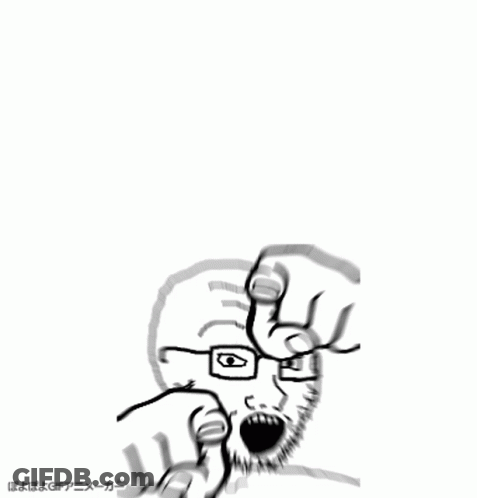 A Black And White Drawing Of A Person With Glasses And A Beard GIF