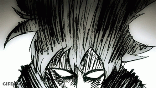 A Black And White Drawing Of A Person With Horns On Their Head GIF