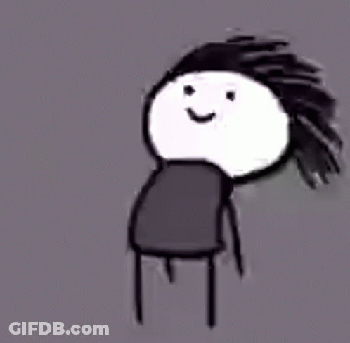 A Black And White Drawing Of A Person With Long Black Hair And A Smiling Face . GIF