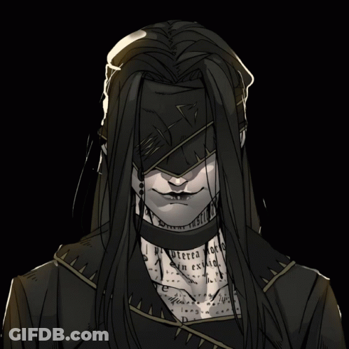 A Black And White Drawing Of A Person With Red Eyes And A Scarf That Says Stereo On It GIF
