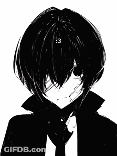 Black And White Drawing Of Person With Number 3 Hair GIF