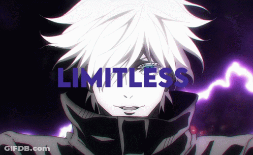 A Black And White Drawing Of A Person With The Word Limitless In Blue GIF