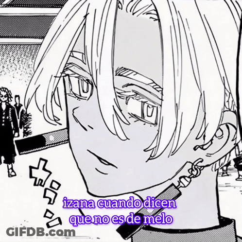 A Black And White Drawing Of A Person With The Words Izana Cuando Dicen Que No Es De Melo Written Below GIF