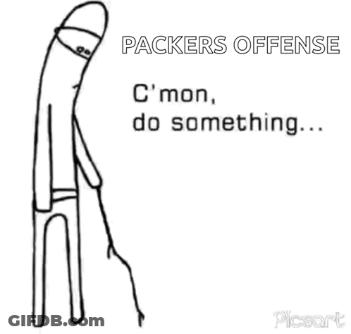 A Black And White Drawing Of A Person With The Words Packers Offense GIF