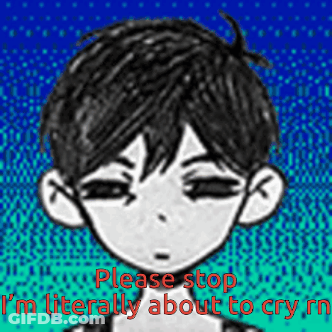 A Black And White Drawing Of A Person With The Words Please Stop I 'M Literally About To Cry Rn GIF