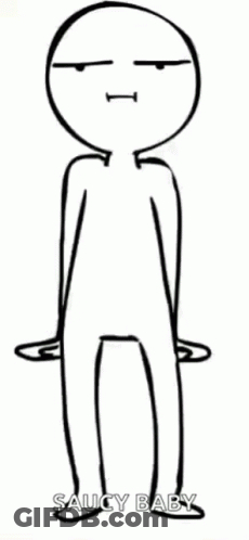A Black And White Drawing Of A Person With The Words Saucy Baby Below It GIF
