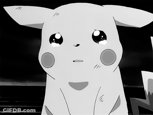 A Black And White Drawing Of A Pikachu With Tears Running Down Its Face GIF