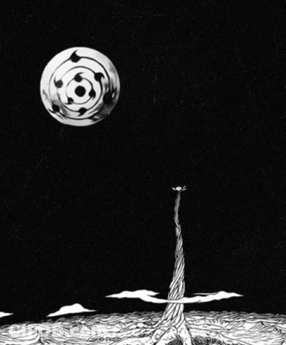 A Black And White Drawing Of A Planet With A Circle On It GIF