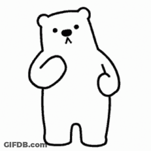 A Black And White Drawing Of A Polar Bear Standing Up GIF