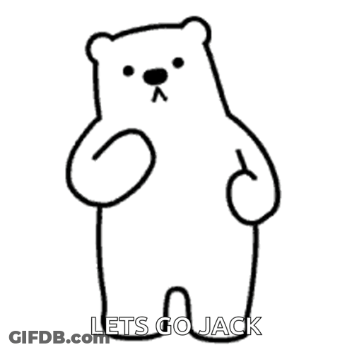 A Black And White Drawing Of A Polar Bear With The Words Lets Go Jack Below It GIF