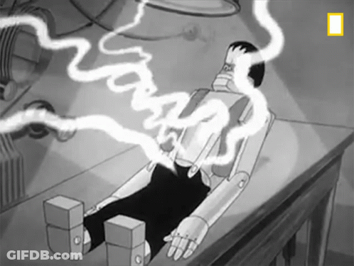 A Black And White Drawing Of A Puppet With Smoke Coming Out Of It GIF