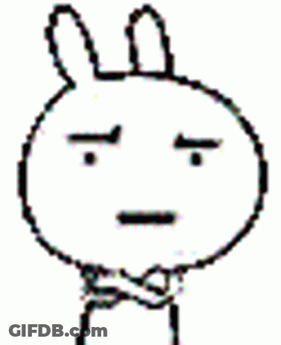 A Black And White Drawing Of A Rabbit With A Bow Tie And A Sad Face . GIF
