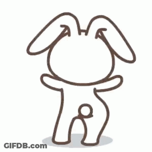 A Black And White Drawing Of A Rabbit With A Circle In The Middle Of Its Butt . GIF