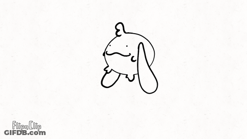 A Black And White Drawing Of A Rabbit With Long Ears And A Nose . GIF