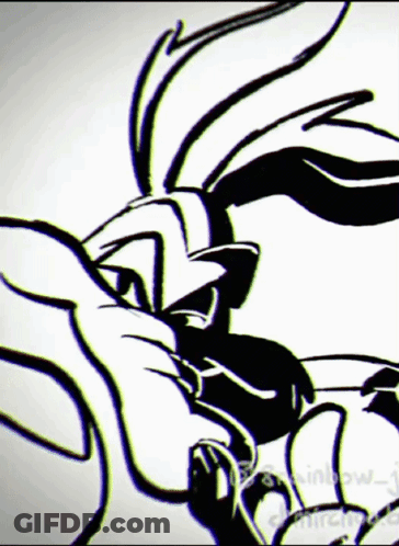 A Black And White Drawing Of A Rabbit With The Word Rainbow Written On The Bottom GIF