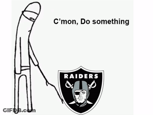 A Black And White Drawing Of A Raiders Logo GIF