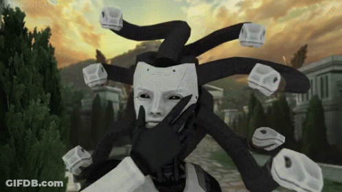 A Black And White Drawing Of A Robot With A Snake Head GIF