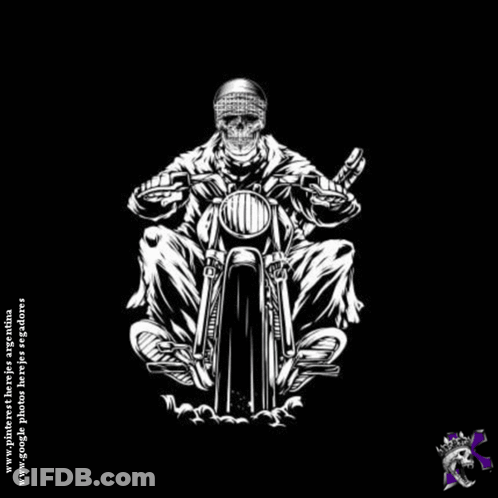 Skeleton On Motorcycle Drawing GIF