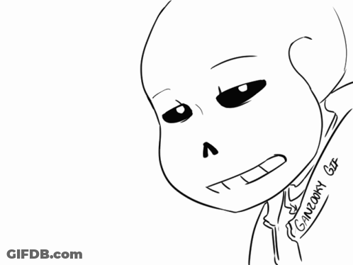 A Black And White Drawing Of A Skeleton With A Speech Bubble That Says Paf GIF