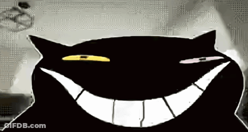 A Black And White Drawing Of A Smiling Cat GIF