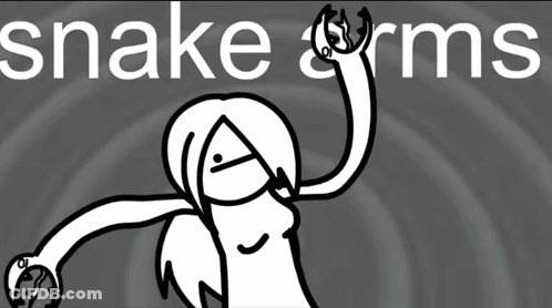 A Black And White Drawing Of A Snake With The Words Snake Arms Below It GIF