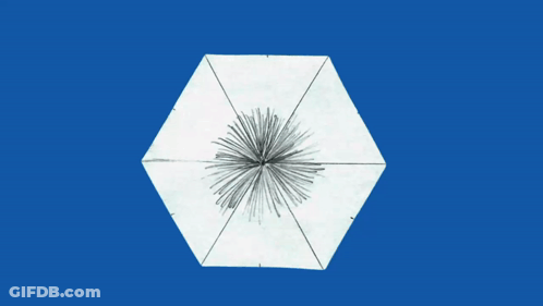 A Black And White Drawing Of A Star On A Blue Surface GIF