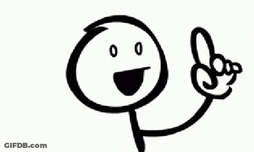 A Black And White Drawing Of A Stick Figure With A Face And A Hand Pointing Up . GIF