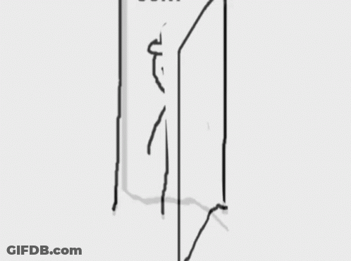 Black And White Stick Figure With Hat And Tie GIF