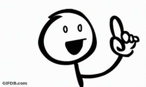 A Black And White Drawing Of A Stick Figure With A Smiley Face And A Finger Pointing Up . GIF