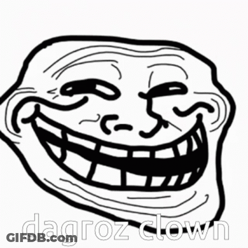 Black Troll Face With Dagroz Clown Text GIF