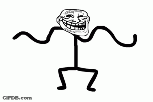 A Black And White Drawing Of A Troll Stick Figure Dancing GIF