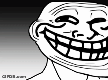 A Black And White Drawing Of A Troll With A Big Smile On His Face . GIF
