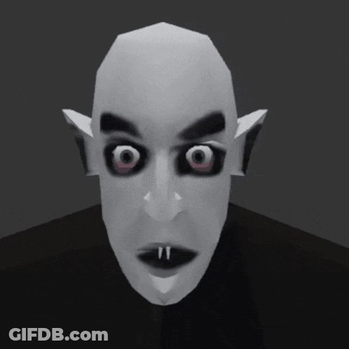 A Black And White Drawing Of A Vampire With Fangs GIF