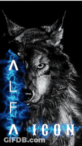 A Black And White Drawing Of A Wolf With The Word Icon On The Bottom GIF