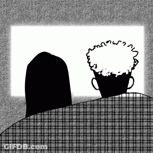 A Black And White Drawing Of A Woman And A Man GIF