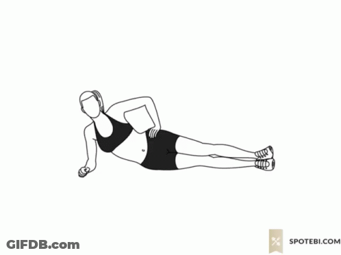 A Black And White Drawing Of A Woman Doing A Side Plank Exercise GIF