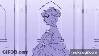 A Black And White Drawing Of A Woman In A Purple Dress . GIF